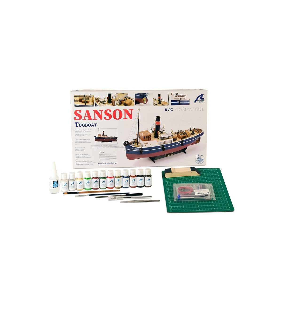 Gift Pack with Scale Model, Paints, LED's and Tools: Sanson Tugboat