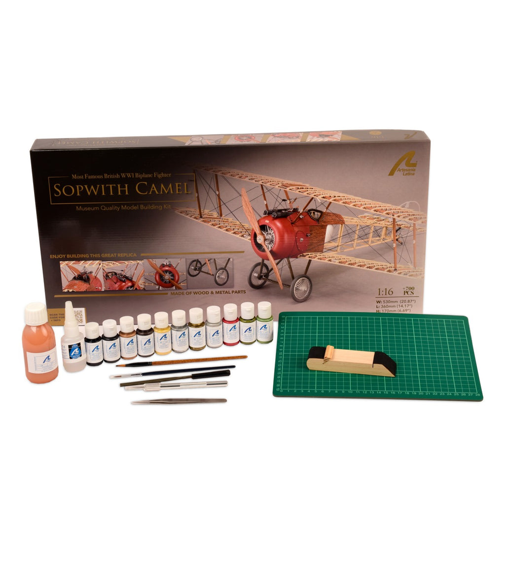 Gift Pack with Fighter Model, Paints and Tools: Aircraft Sopwith Camel
