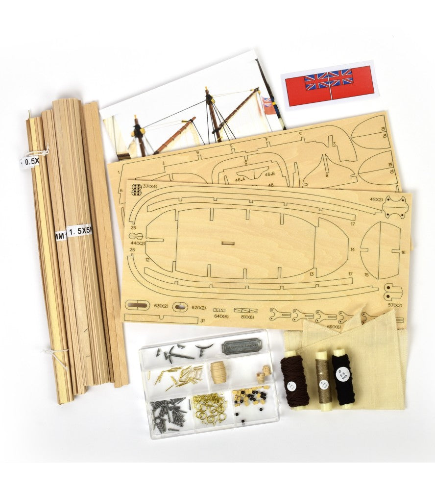Captain's Longboat HMS Endeavour. 1:50 Wooden Model Ship Kit