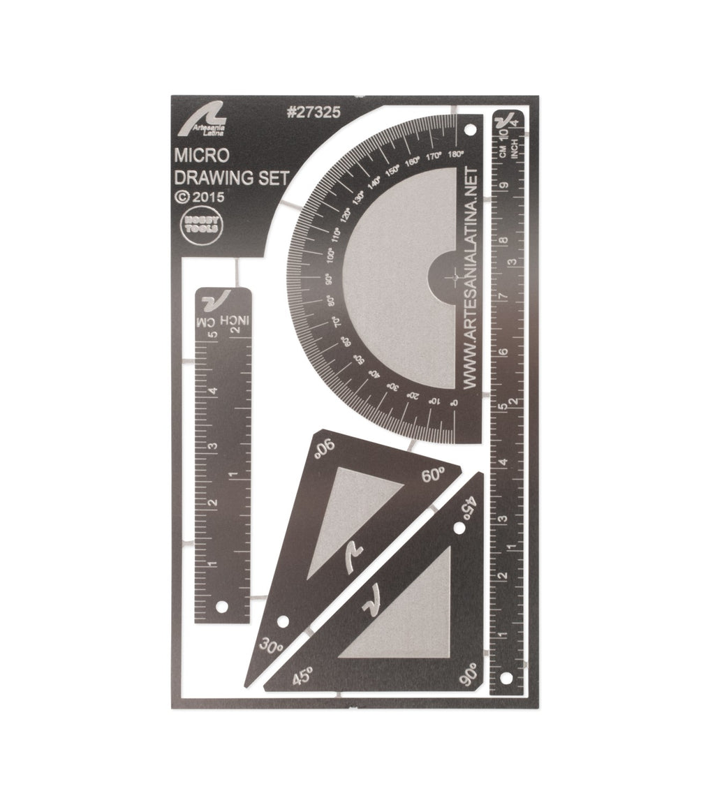 Micro Drawing Set for Modeling: Rulers, Triangles &amp; Protractor