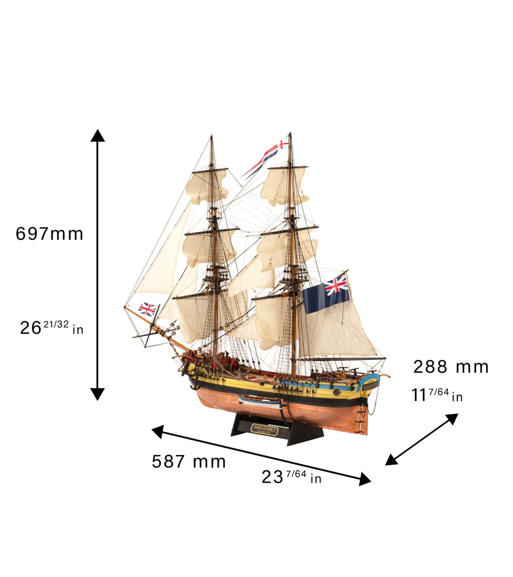 First Fleet Brig HMS Supply. 1:50 Wooden Model Ship Kit