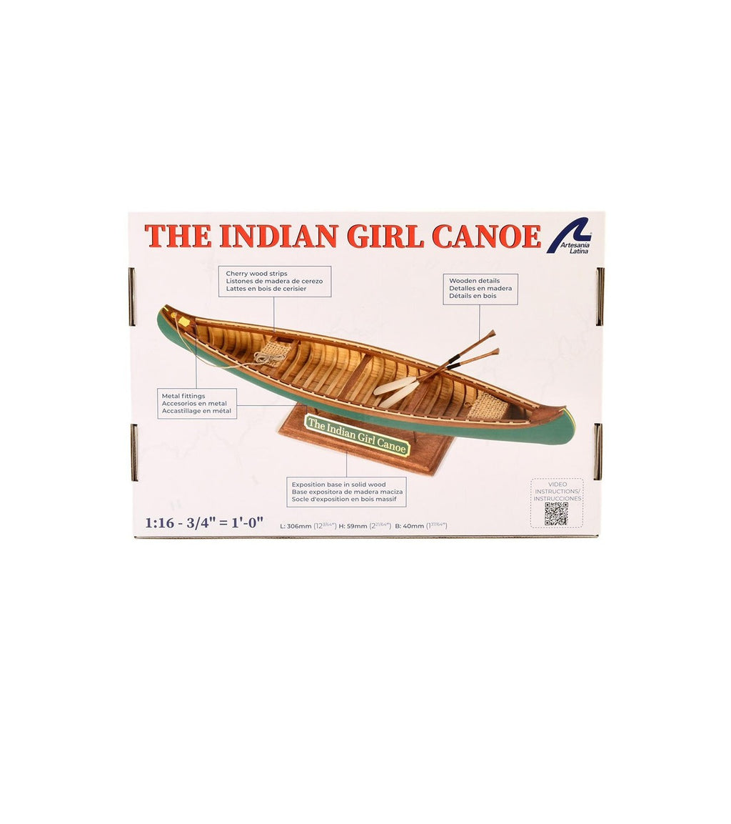 The Indian Girl Canoe 1:16. Wooden Scale Model Ship.