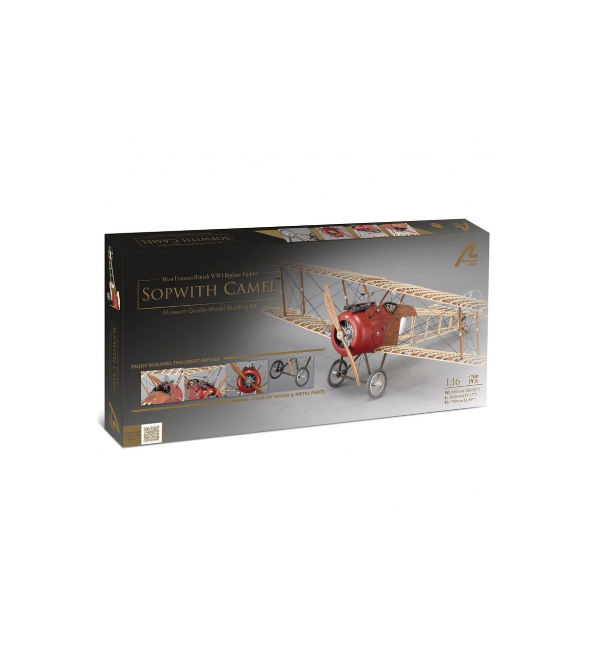 Fighter Sopwith Camel. 1:16 Wooden and Metal Aircraft Model