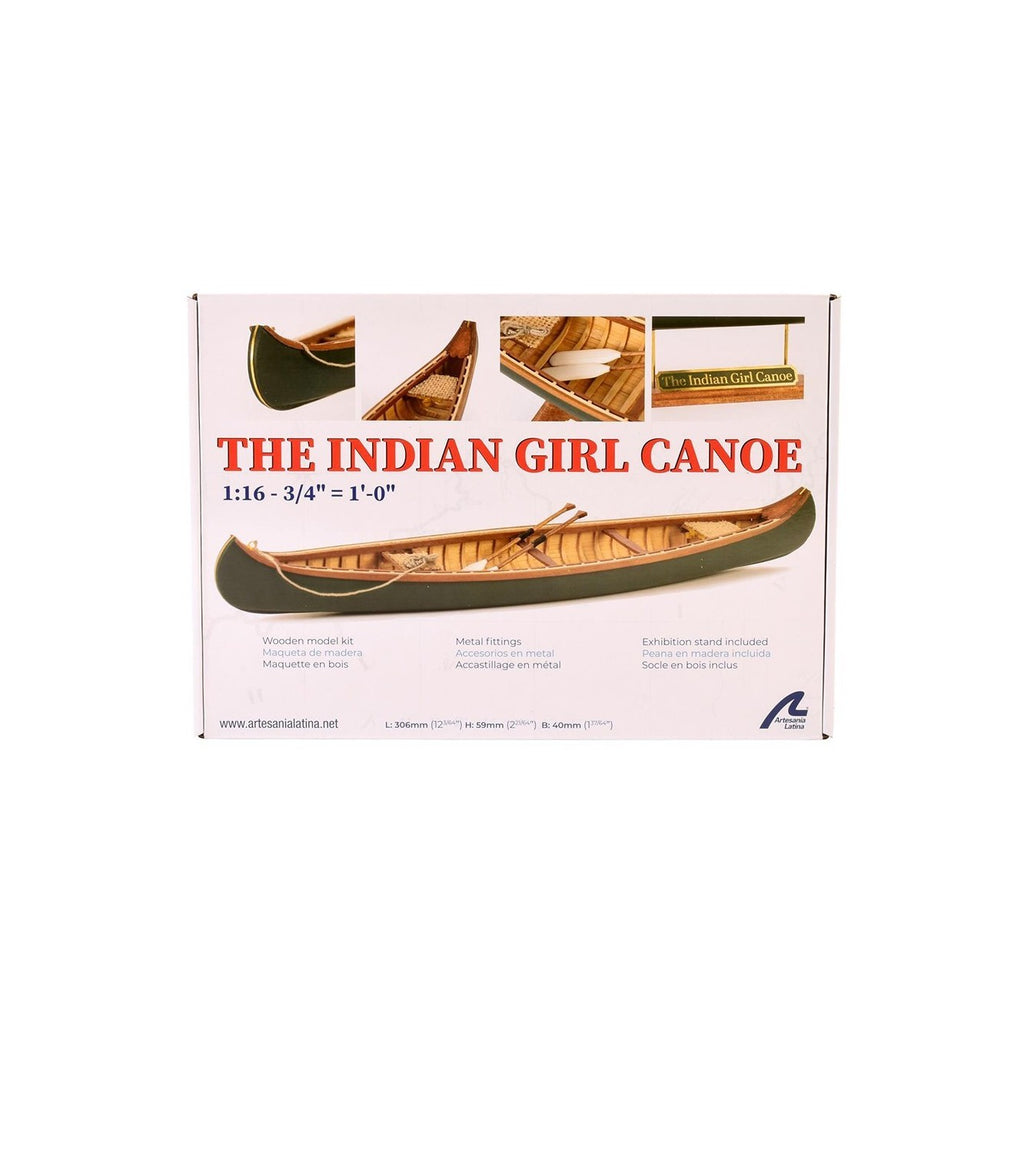 The Indian Girl Canoe 1:16. Wooden Scale Model Ship.