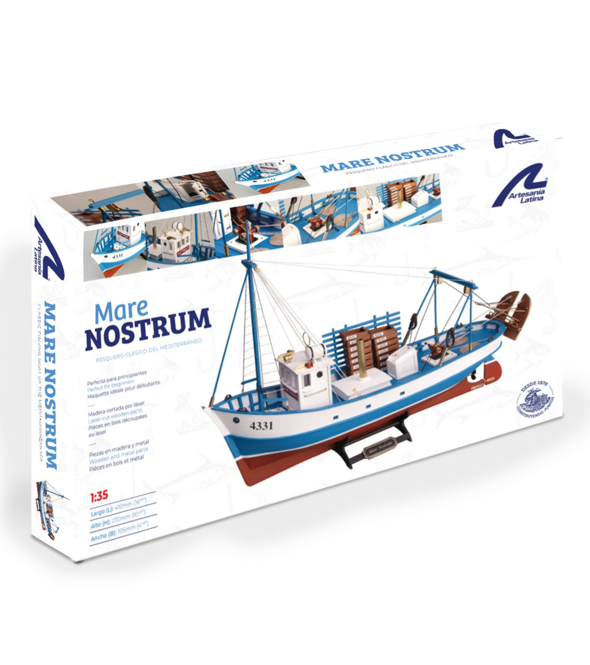 Mare Nostrum. 1:35 Wooden Model Fishing Ship Kit