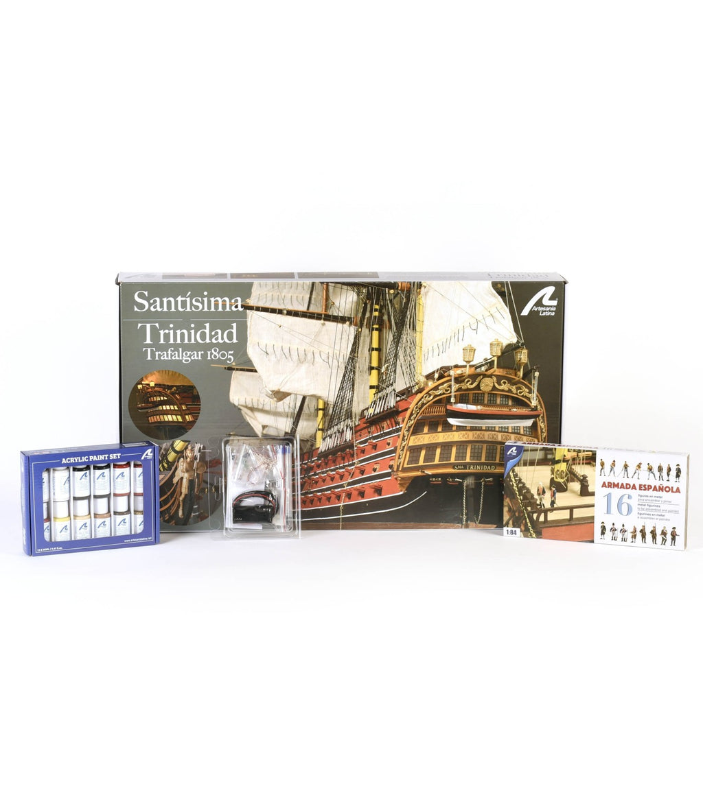 Gift Pack with Scale Model, Figurines, Paintings, LEDs and Tools: Santisima TriNi&ntilde;ad