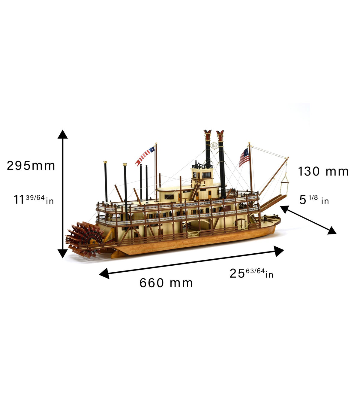 Paddle Steamer King of the Mississippi. 1:80 Wooden Model Kit