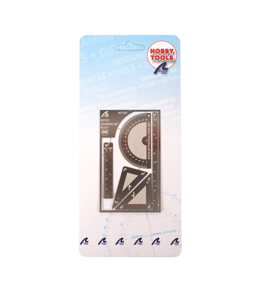 Micro Drawing Set for Modeling: Rulers, Triangles &amp; Protractor