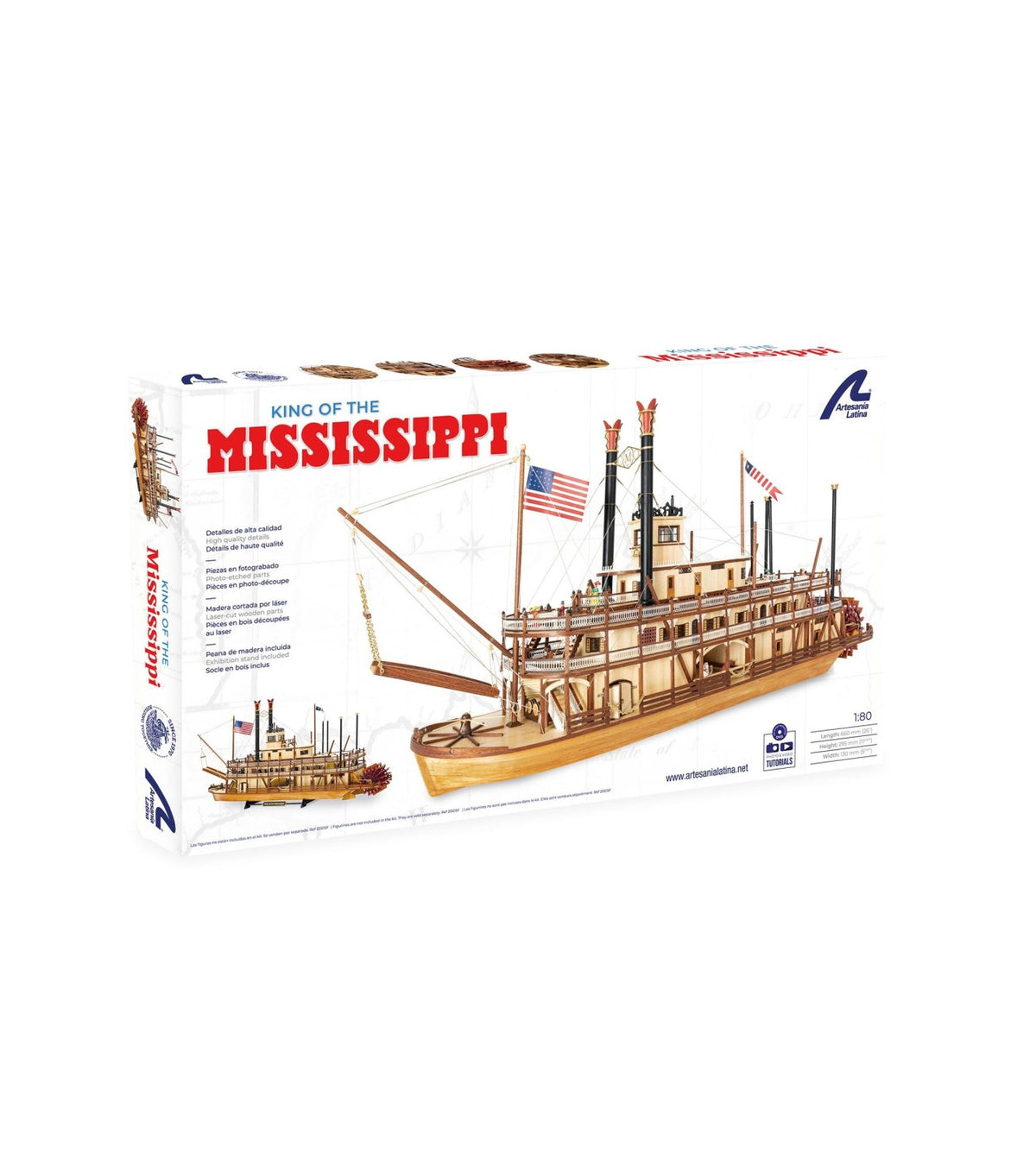 Paddle Steamer King of the Mississippi. 1:80 Wooden Model Kit