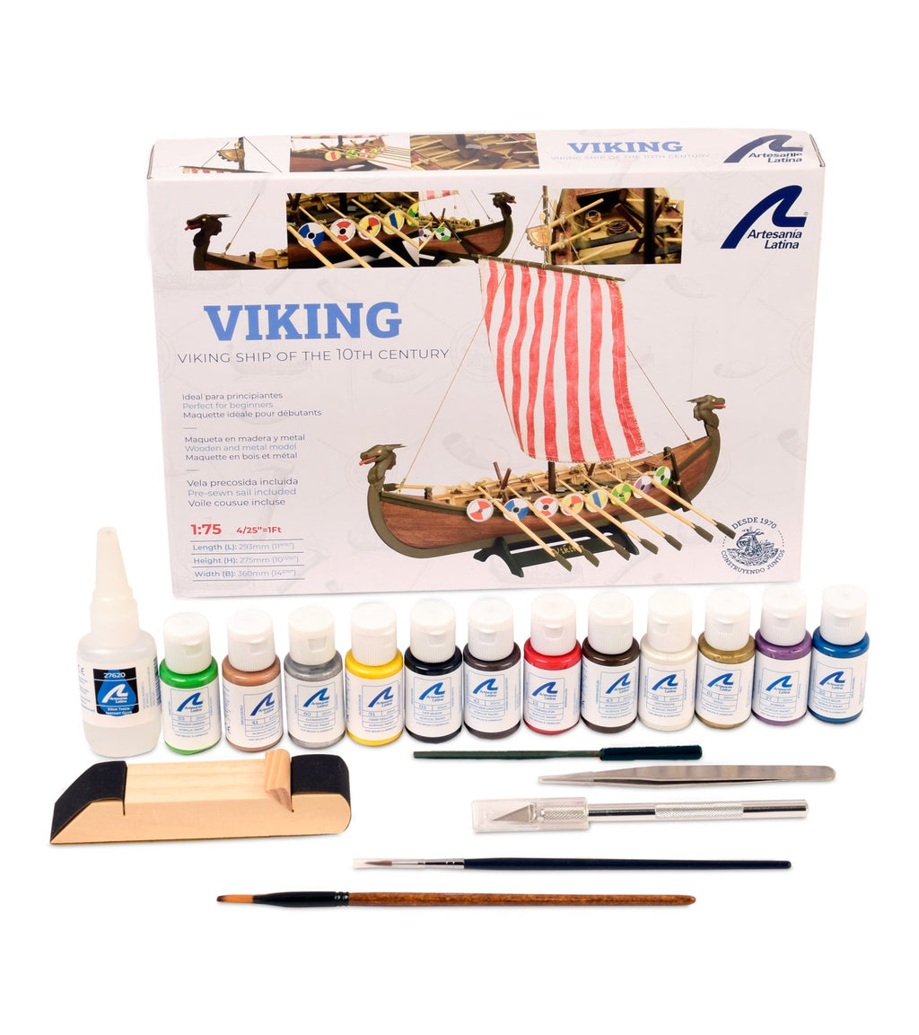 Gift Pack with Ship Model, Paints and Tools: Drakkar Viking Boat