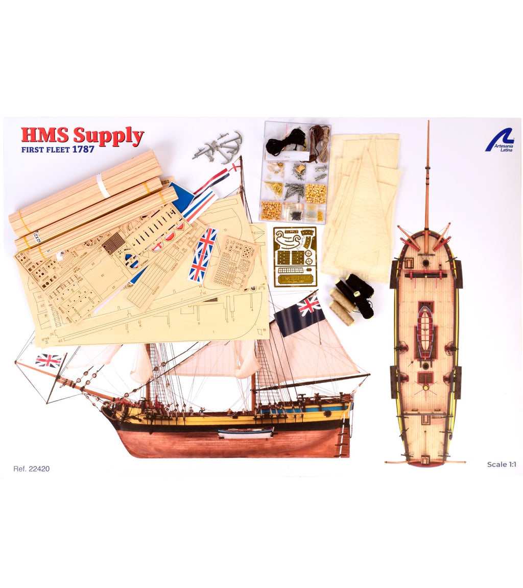 First Fleet Brig HMS Supply. 1:50 Wooden Model Ship Kit