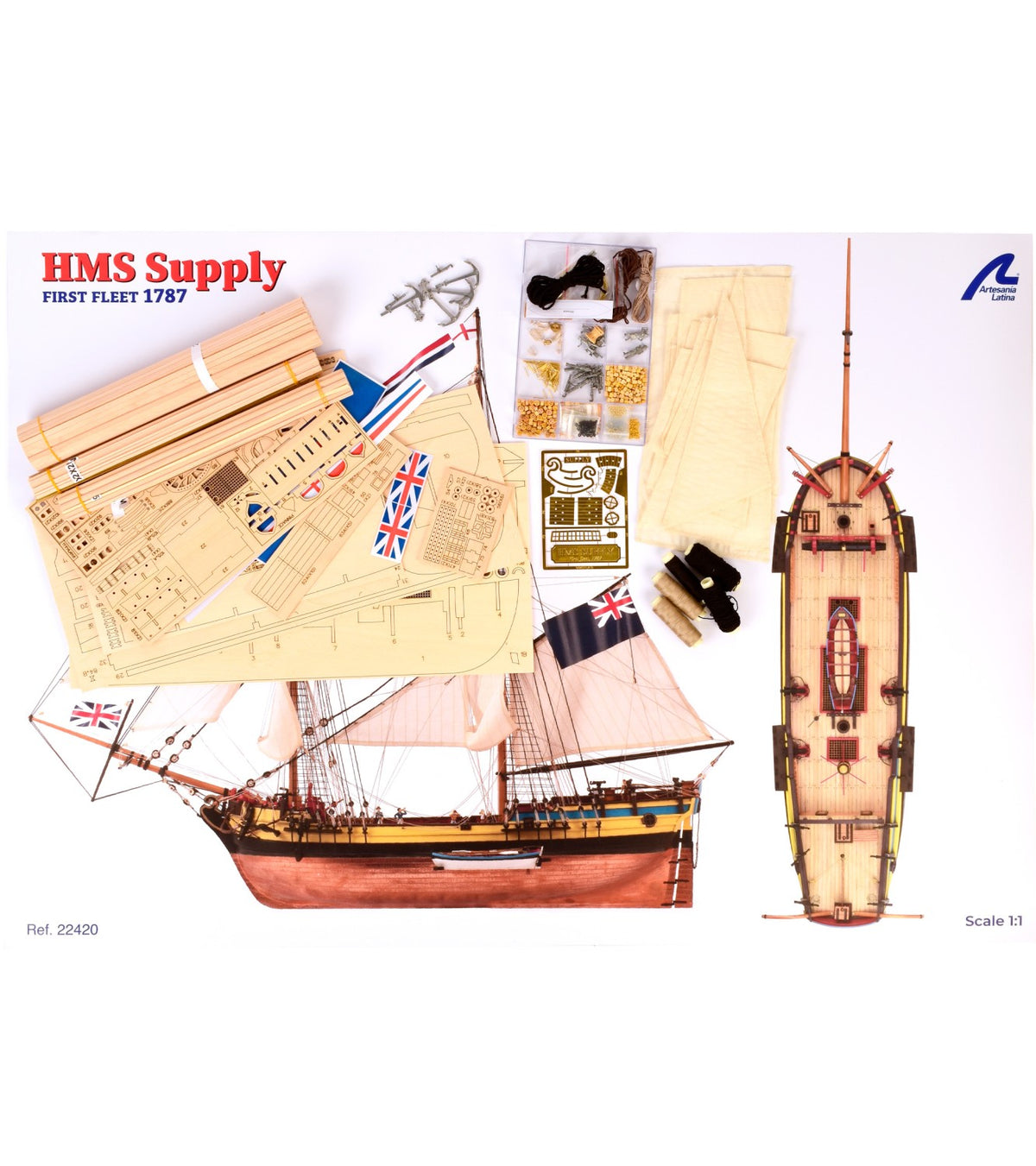 First Fleet Brig HMS Supply. 1:50 Wooden Model Ship Kit