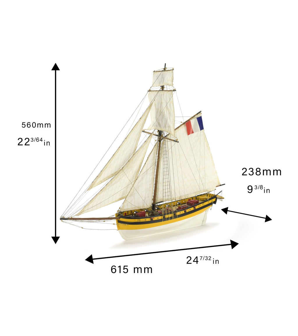 Corsair Cutter Le Renard. 1:50 Wooden Model Ship Kit