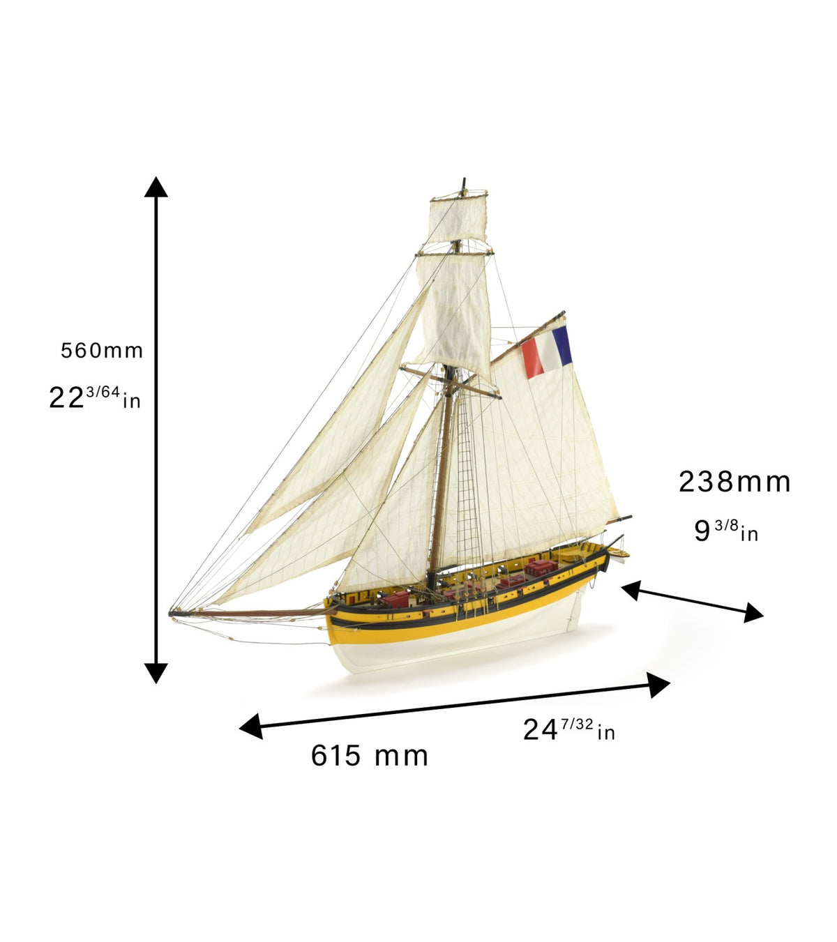 Corsair Cutter Le Renard. 1:50 Wooden Model Ship Kit