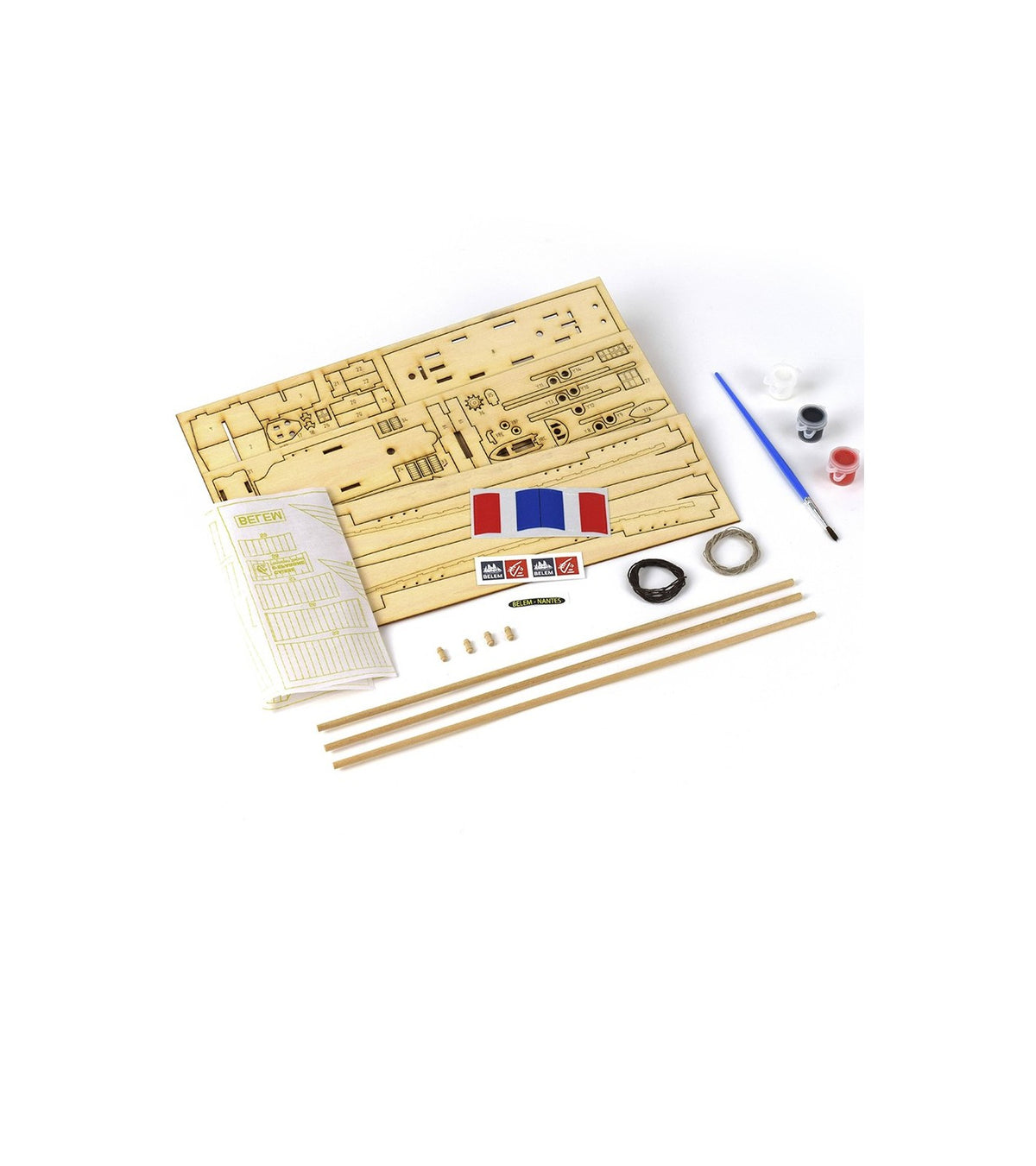 Training Ship Belem Easy Kit. Wooden Model Ship with Paints
