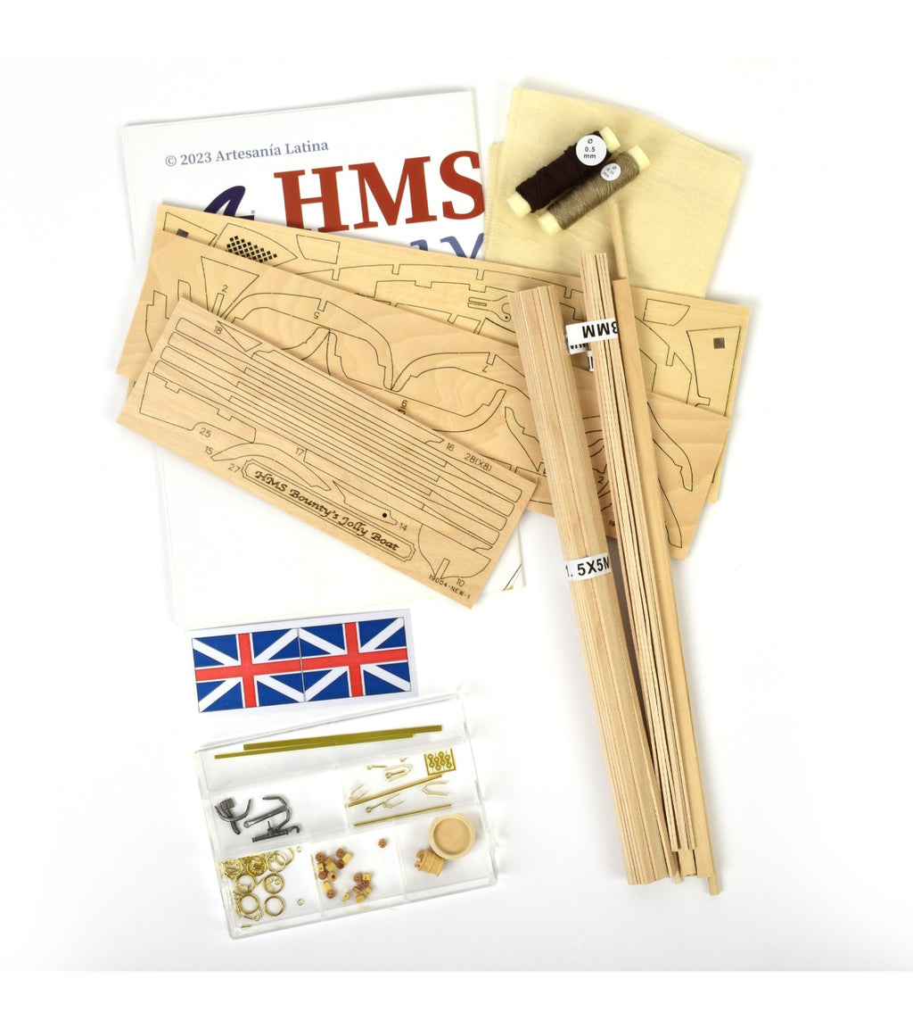 HMS Bounty's Jolly Boat. 1:25 Wooden Model Ship Kit